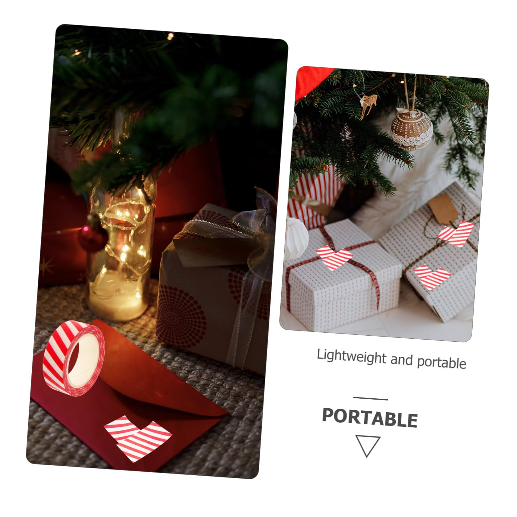 50rollos Cintas De Papel Decorativas Navideñas Washi Tape Rayas para Envolver y Manualidades De Navidad