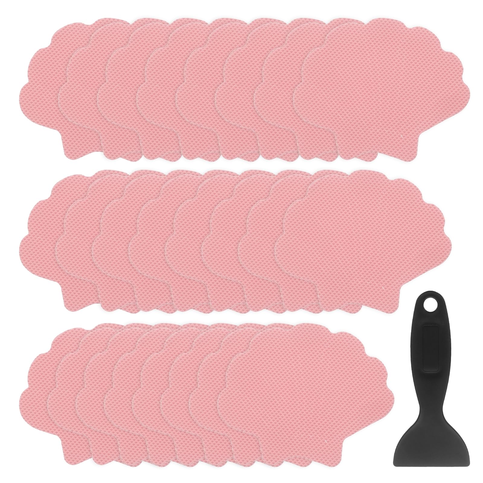 Pegatinas antideslizantes rosa en forma de concha marina para suelo de ducha con raspador 24 uds