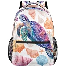 Kids Backpack for Girls Boys Watercolor Turtle Seashells Ocean Lightweight School Backpack for Kids Girls Boys Bookbags Elementary Toddler School Bags 14 inch Laptop Backpacks Casual Daypack,A-9