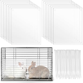 16 Pcs Rabbit Cage Urine Guard 10.2'' x 8.3'' Plastic Pet Splash Guard Panels Liner Protection Clear Edge Liner Guinea Pig Side Lining Habitat Siding Cage Protector