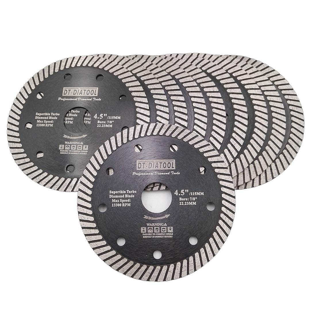 DT-DIATOOL Disco Diamantato 10 Pezzi 115 mm x 22,23 mm Super Sottile Lama Della Sega per Porcellana Piastrella Marmo Ceramica Granito