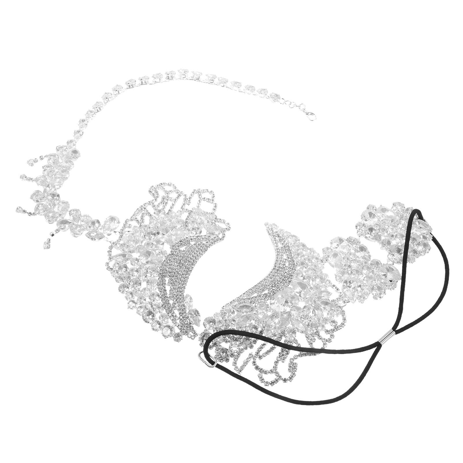 SUPVOX Maschera Veneziana Donna Decorata con Cristalli, Elastico, Leggera