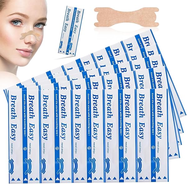 Nasenpflaster Nasal Strips für besseres Atmen – 60er Pack Schnarchstopper, Nasenstrips für sofortige Linderung bei verstopfter Nase, Hautfreundlich und Extra Stark