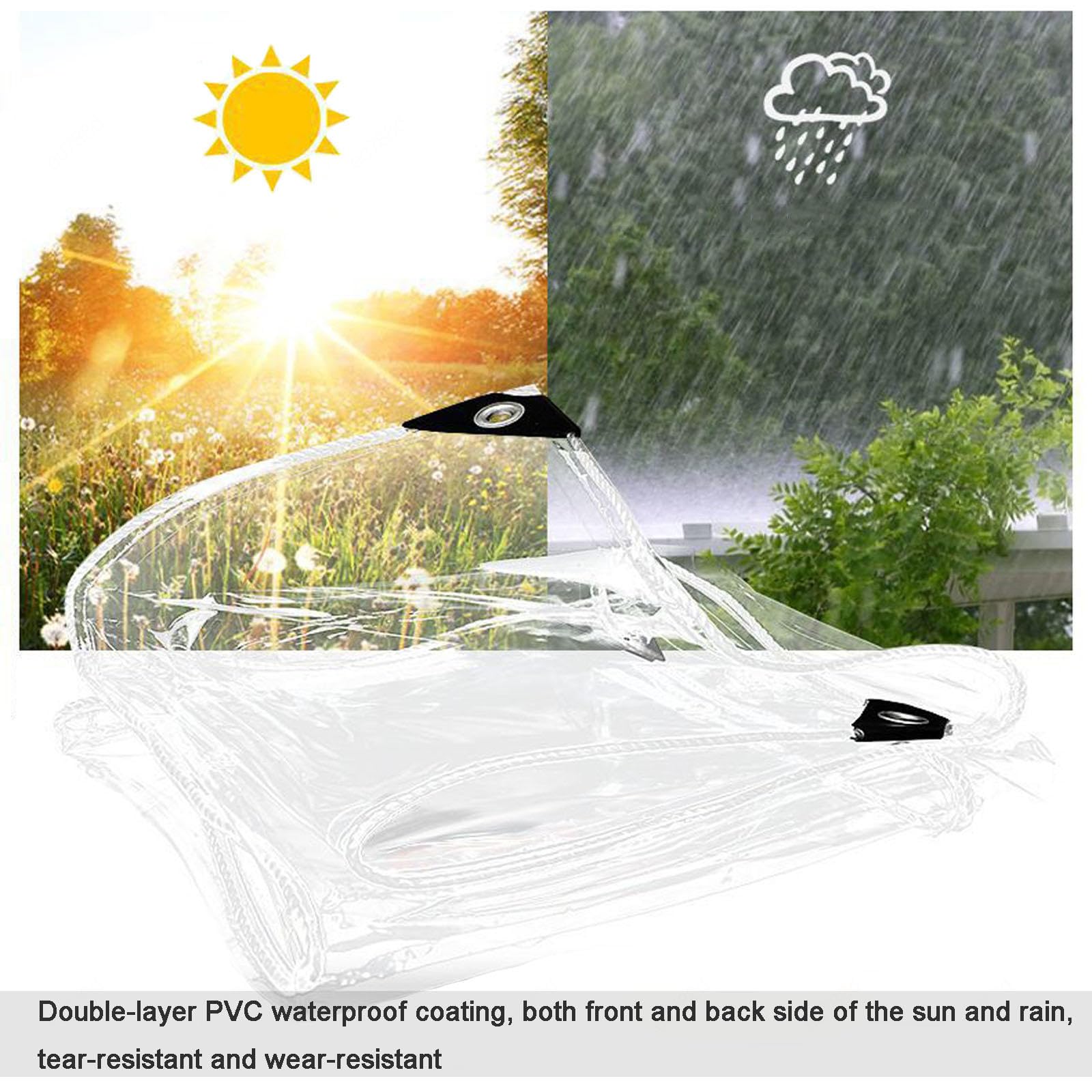 Dekzeil Transparant,Met Zeilringen En Ritsen,PVC Kunststof Zeil,Buiten Plant Bescherming Zeil,Weerbestendig,Uv-Bestendig,Heavy Duty Waterdichte Afdekzeil Voor Veranda,Patio,WxH-1.5x2.5m/4.9x8.2ft