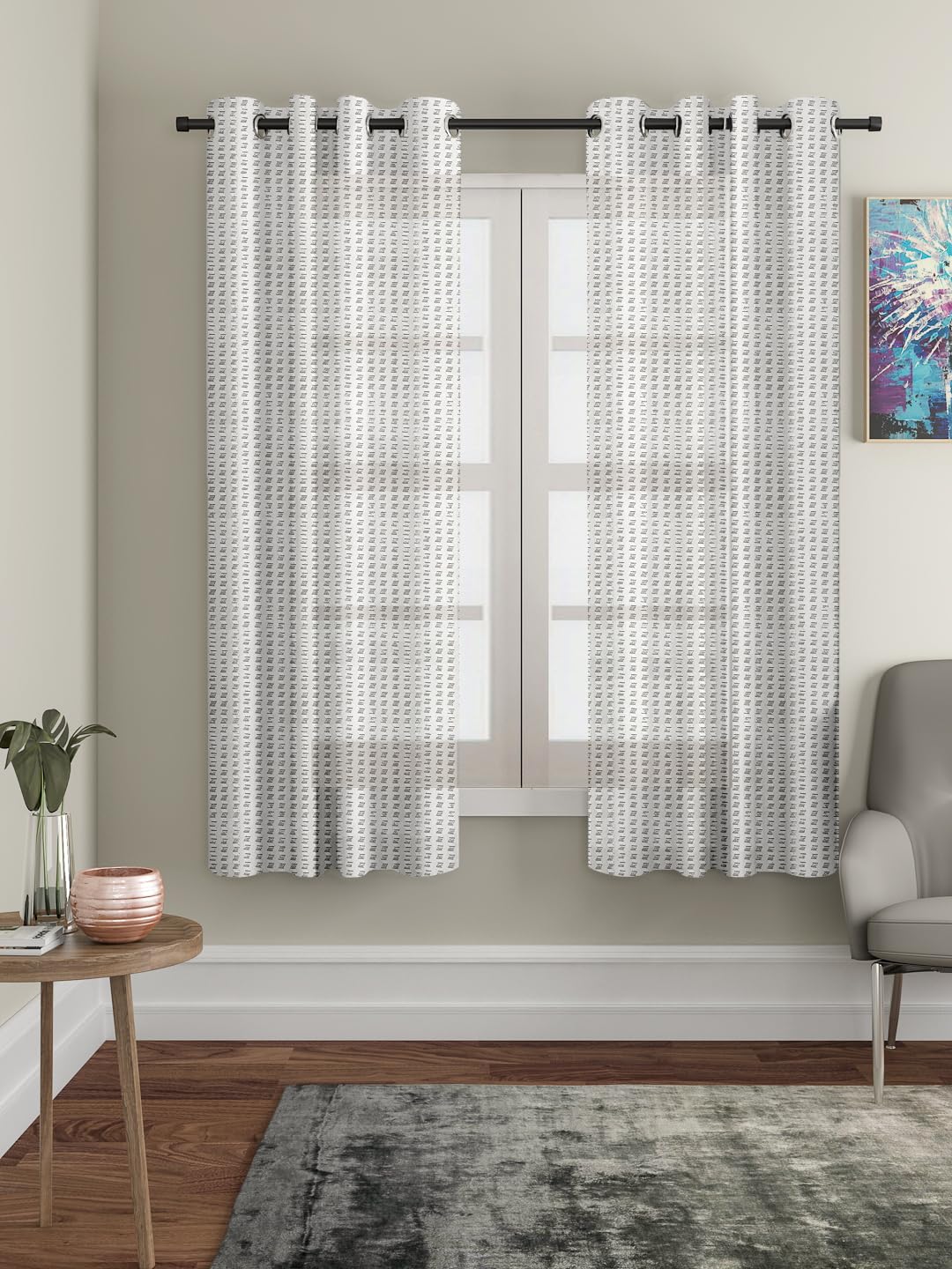 Cortina Polyster Linen Solid Sheer Curtain Set with Eyelet Rings Non Blackout Window Curtain - Set of 2 - White | Polyester linen material with eyelet rings for easy installation, non-blackout sheer design allows natural light