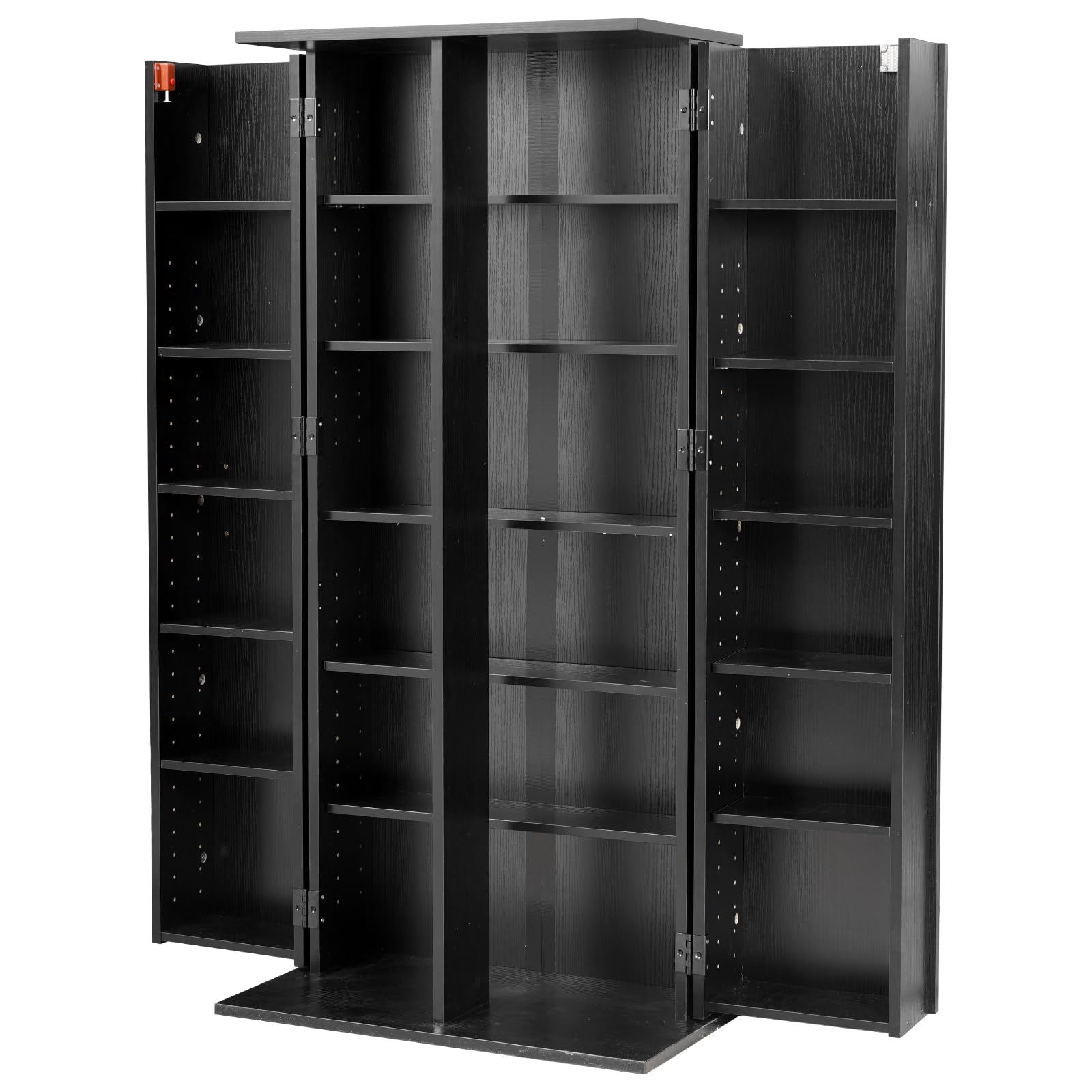 VEVOR Armadietto Portaoggetti Multimediale 6 Ripiani, Mobiletto per CD DVD Giochi con Ante Ripiani Regolabili da Ufficio Studio Soggiorno, Mobiletto Portaoggetti Libri CD DVD 610x368x1270 mm, Nero