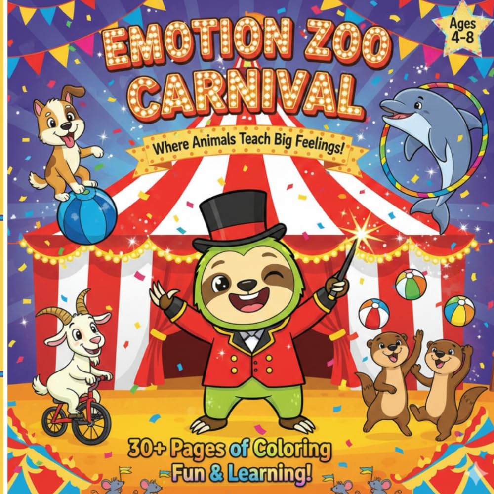 Emotion Zoo: Animal Feelings Coloring Book for Kids Ages 4-8 - 30+ Pages to Color & Learn Emotions
