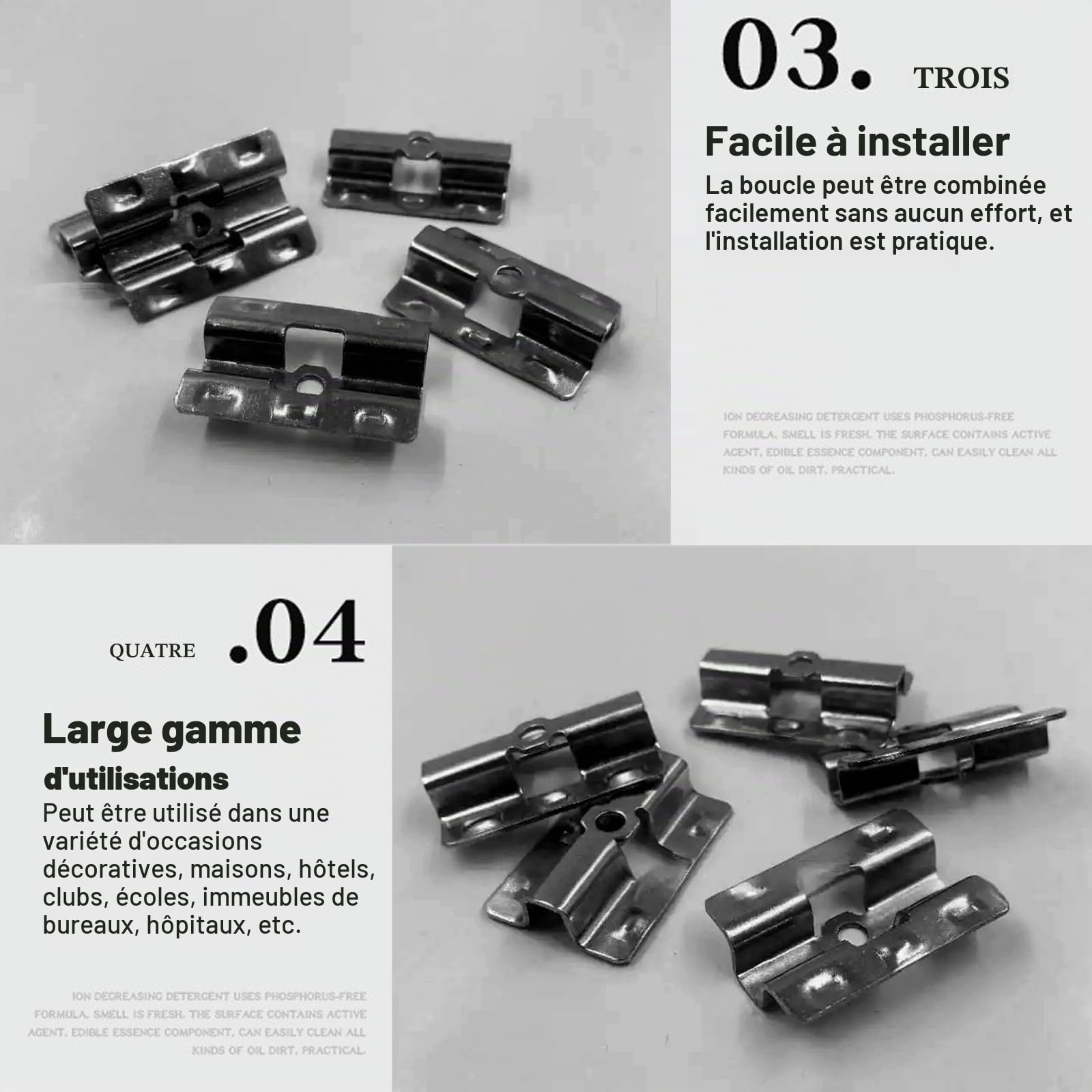 Lot de 100 clips de terrasse en acier inoxydable WPC - Clips de fixation invisibles avec vis pour lames en WPC - Clip en T - Fixation cachée (noir 8 mm)
