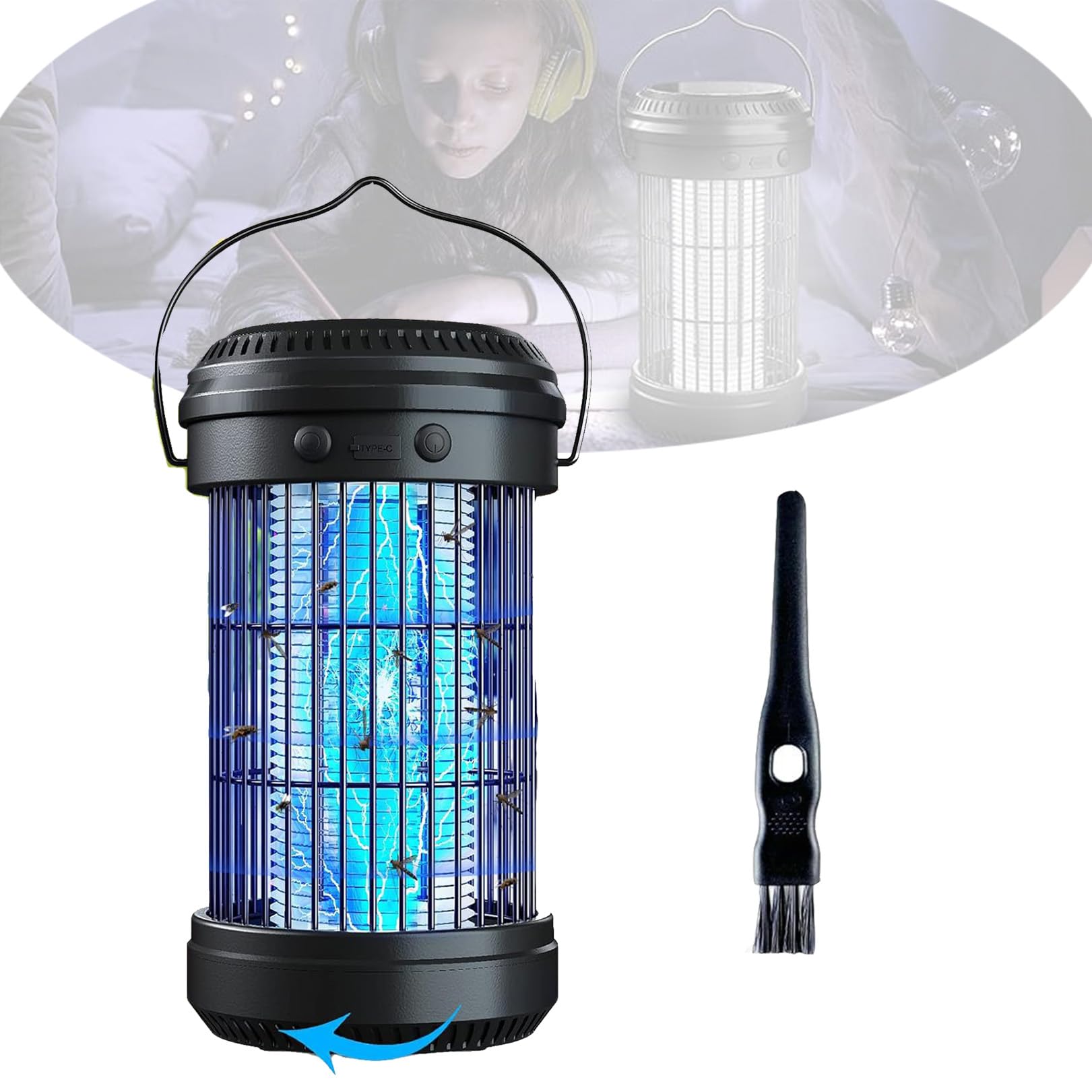 Solare | Zanzara Killer | Trappola per zanzare | 3 in 1 LED Portatile Flashbeam | Repellente per zanzare all'aperto | Insetticida con Batteria Repellente per zanzare Elettrico,Black-1pcs