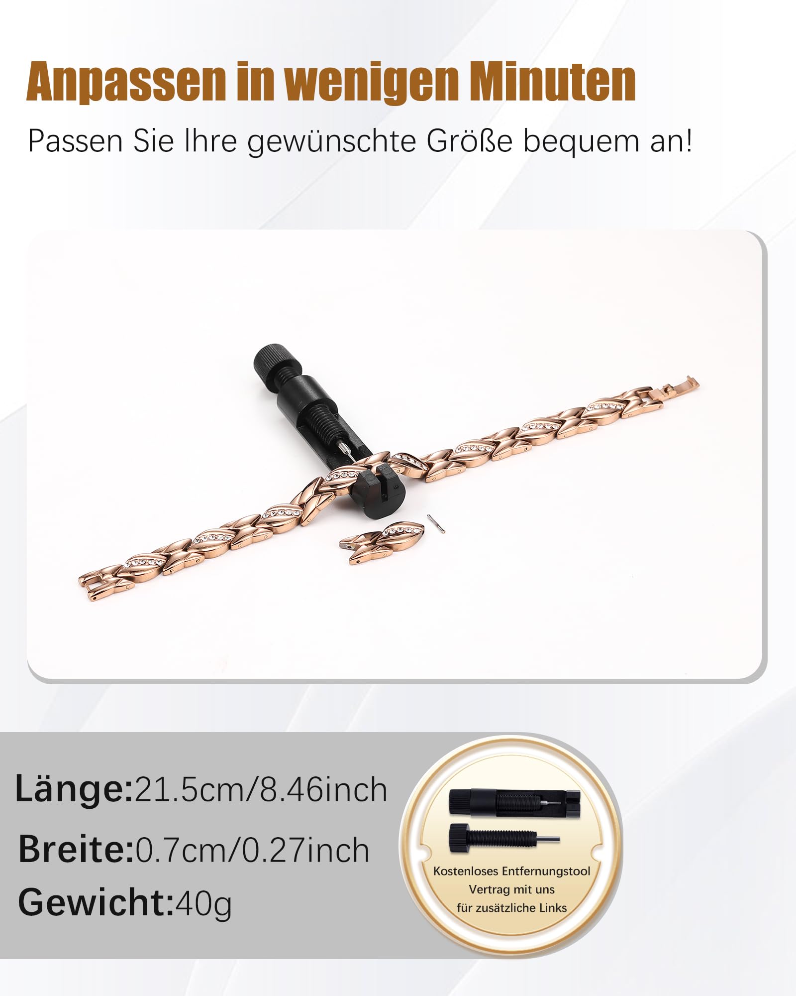 Jeracol kupferarmband damen mit magneten – Verstellbares Magnetarmband damen aus 99,9 % reinem Kupfer, Geschenkbox