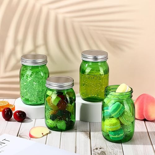 Miniatura 5 de Pinkunn 12 tarros Mason con tapas de 16 onzas, tarros de conserva de boca regular, tarros de vidrio vintage, herméticos a granel, multifuncionales,
