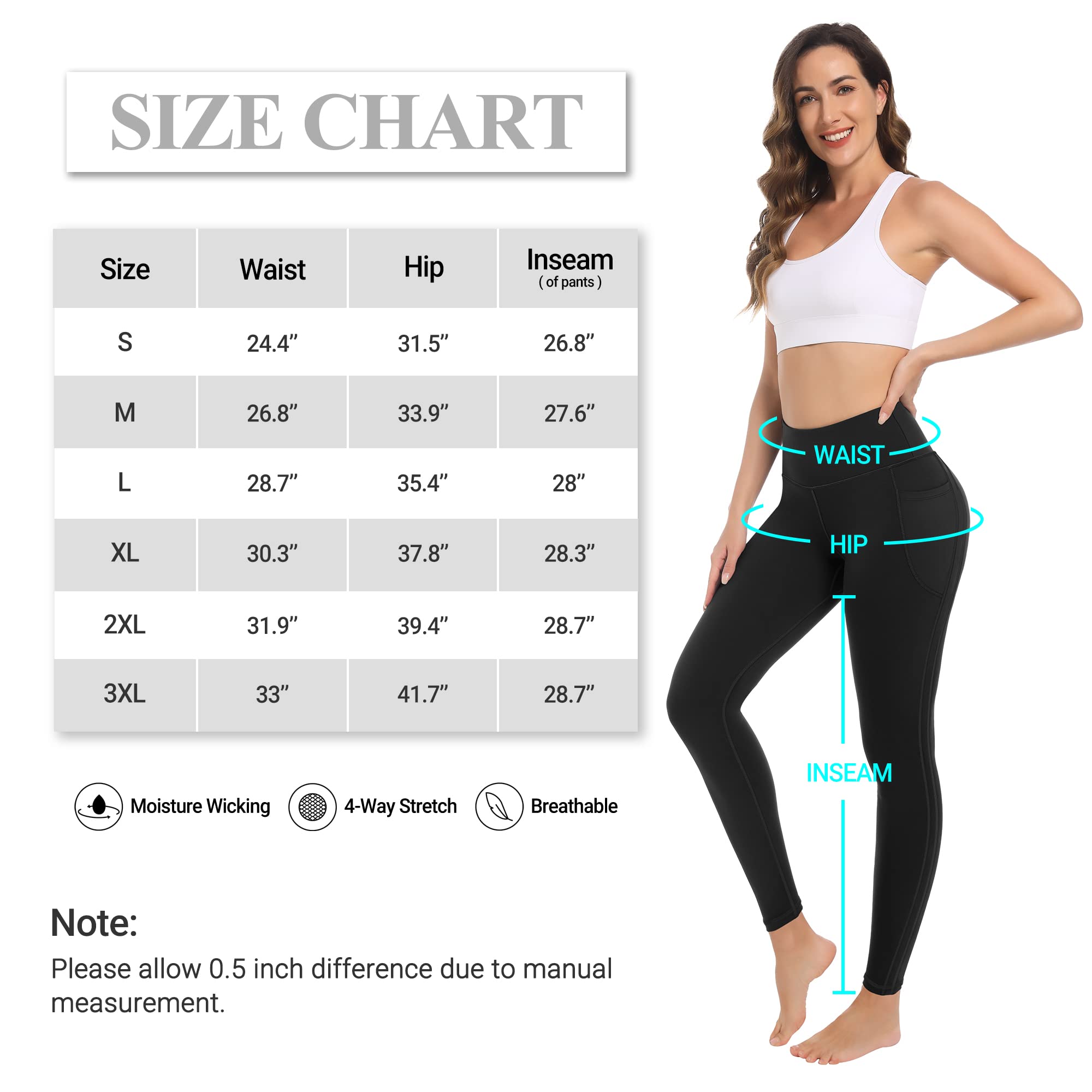 MIRITY Confezione da 4 Leggings da Yoga con Tasche da Donna, Pantaloni a Vita Alta per Controllo della Pancia per Allenamento