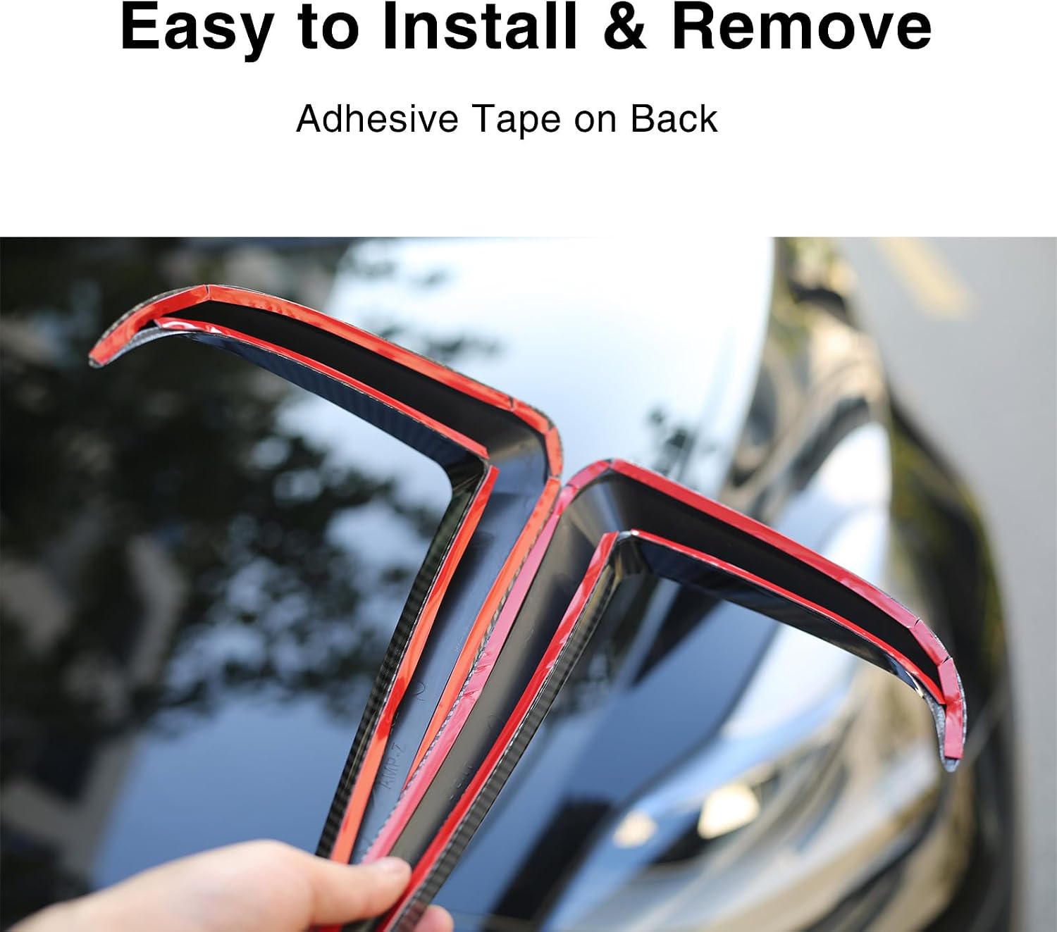Fog Light Trim for Tesla Model 3 Front Fog Light Cover Blade Trim Eyebrow Cover for Model 3 Decoration Accessories (Glossy Carbon Fiber)