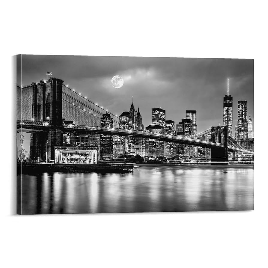 絵画 ブルックリン橋 Amazon.co.jp: ブルックリン橋とニューヨーク湾岸の夜景