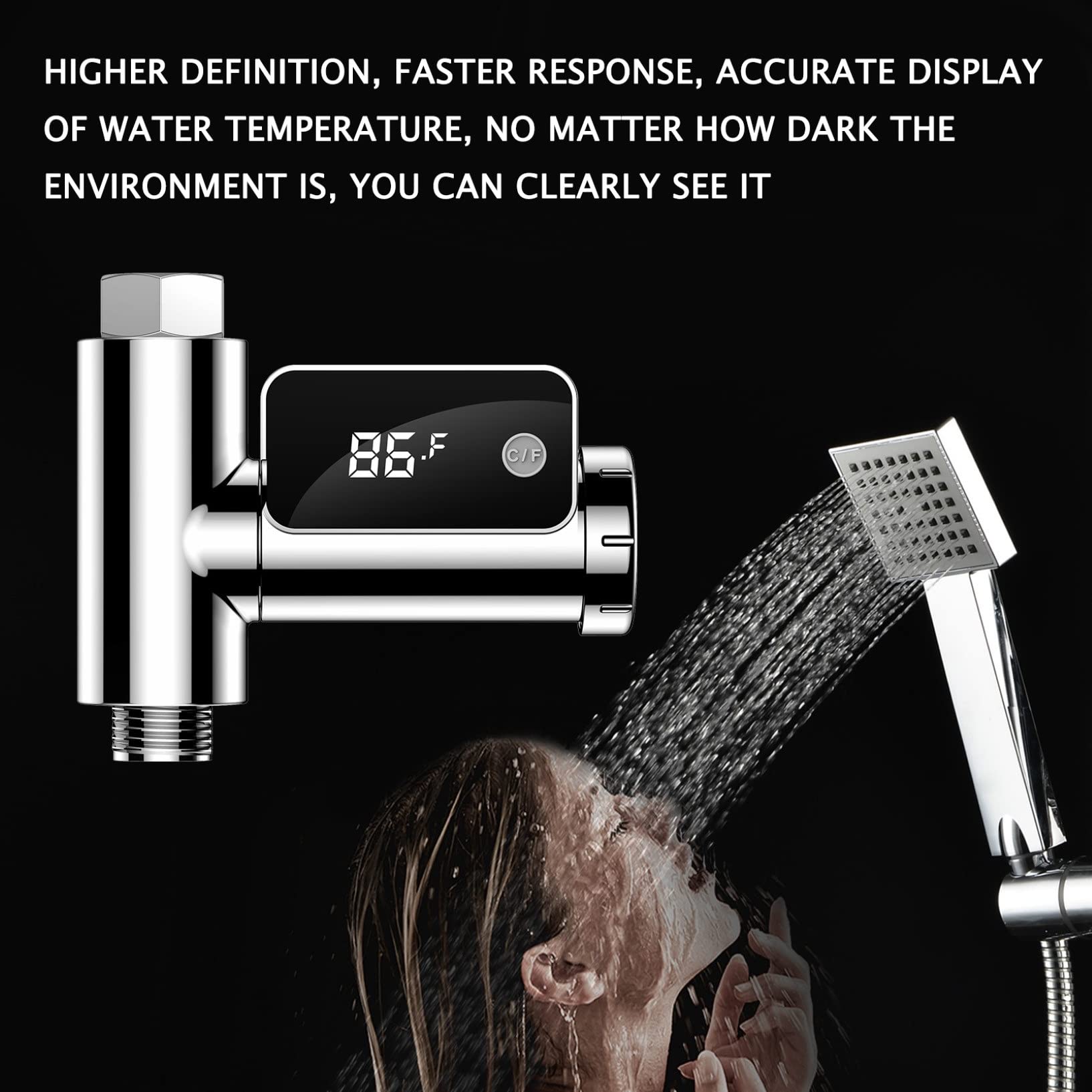 Termometro per Doccia con Acqua Domestica con Display A LED, 5~85℃ Termometro per Acqua Bagno per Bambini Schermo Girevole con Display Celsius/Fahrenheit (Color : White, Size : 10.3 * 9 * 5cm)