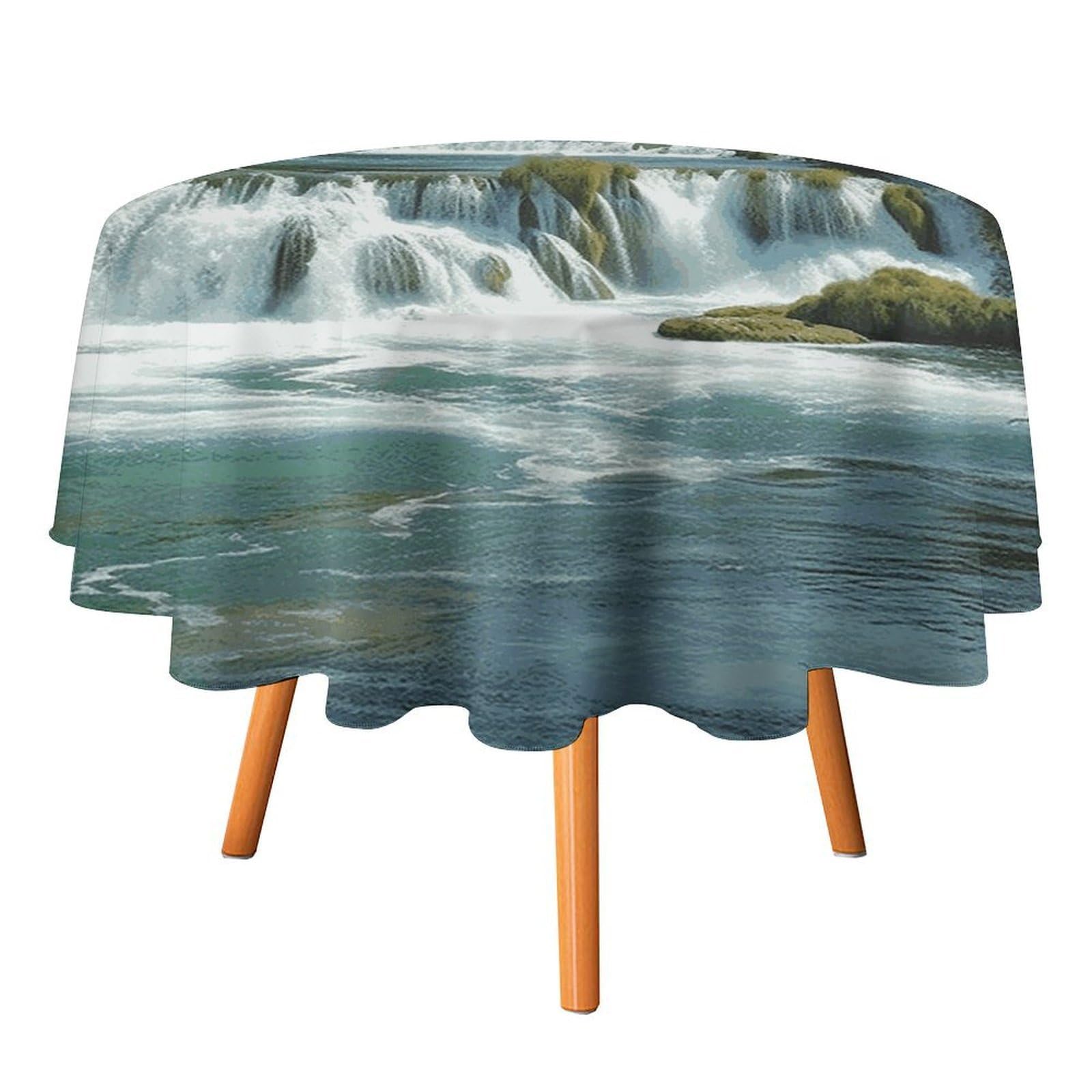SMAZDFXX Waterfalls on Krka River Tablecloth 36x36in Round Table Cloth Durable Polyester, Washable Stain Resistant Table Cover for Indoor Outdoor (Picnic, Dining, Party)