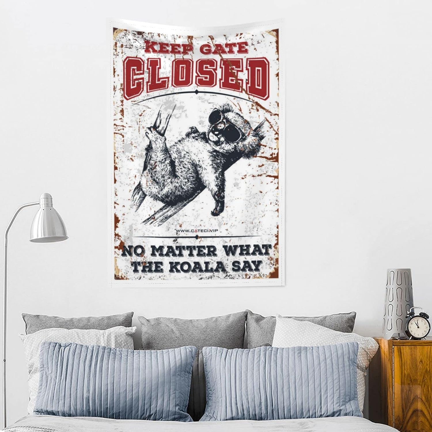 Home Decor for Men Keep Gate Closed No Matter What The Koala Say Tapestry Gaming Room Home Decor Men(75X100CM) image 3