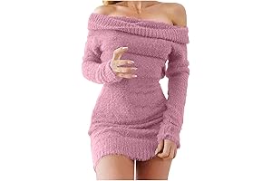 Oplxuo Women's Bodycon Sweater Dress Fuzzy Knit Pullover Plus Size