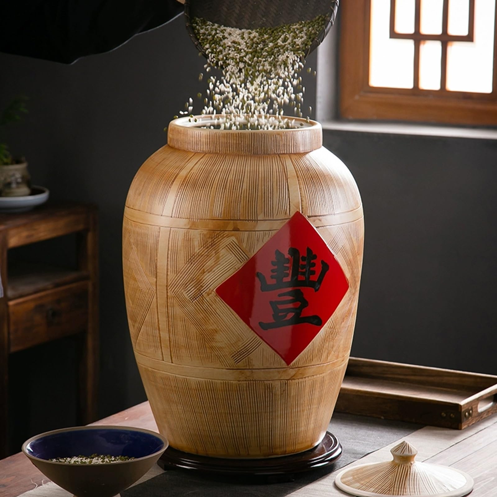 Ceramiczny pojemnik do przechowywania żywności, hermetyczny słoik na suchą karmę na mąkę, ryż, orzechy i przekąski, duża pojemność