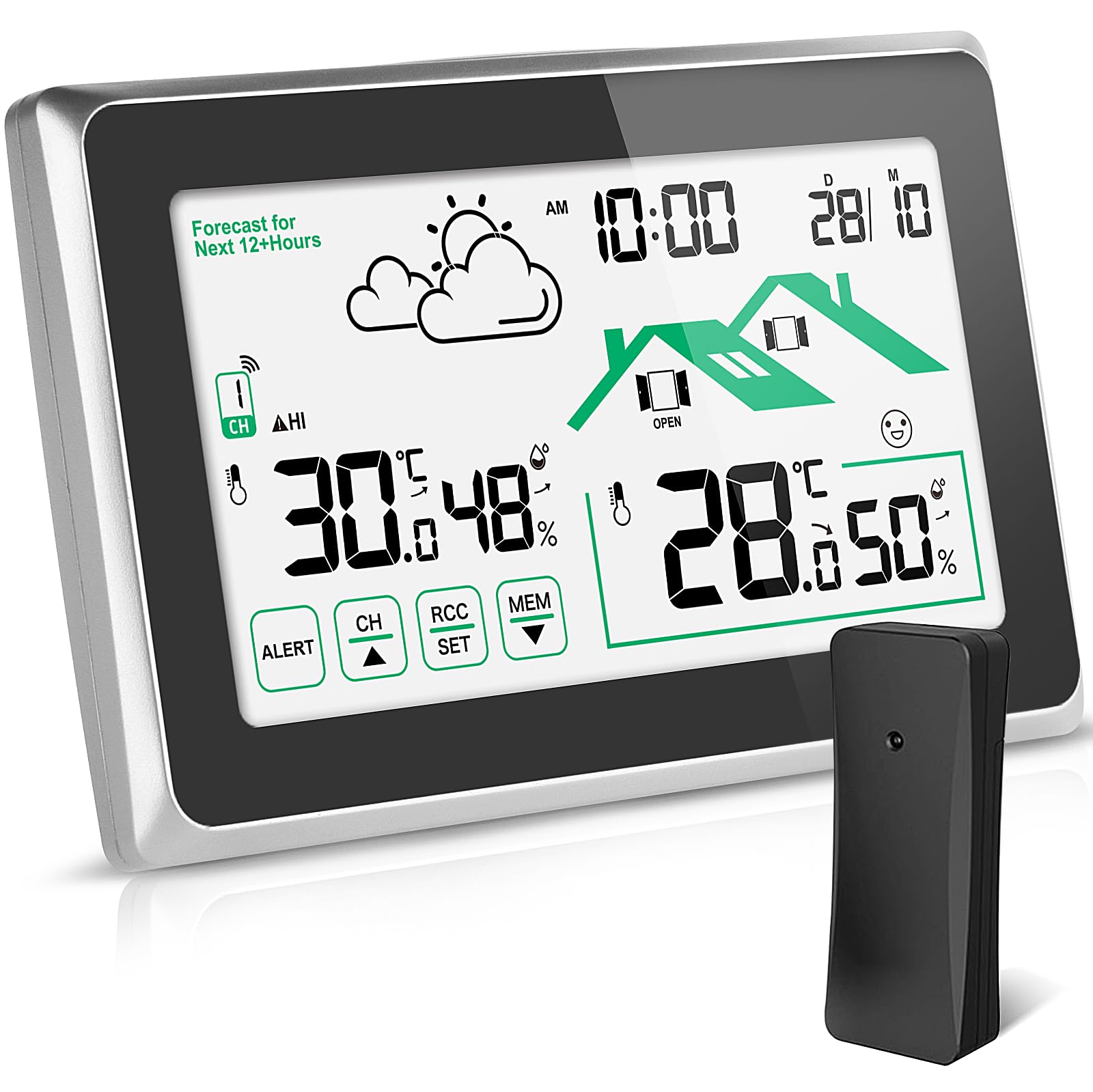 Optus Funkwetterstation Mit Außensensor - DCF Uhr, Frostwarnung | Temperatur & Luftfeuchtigkeit