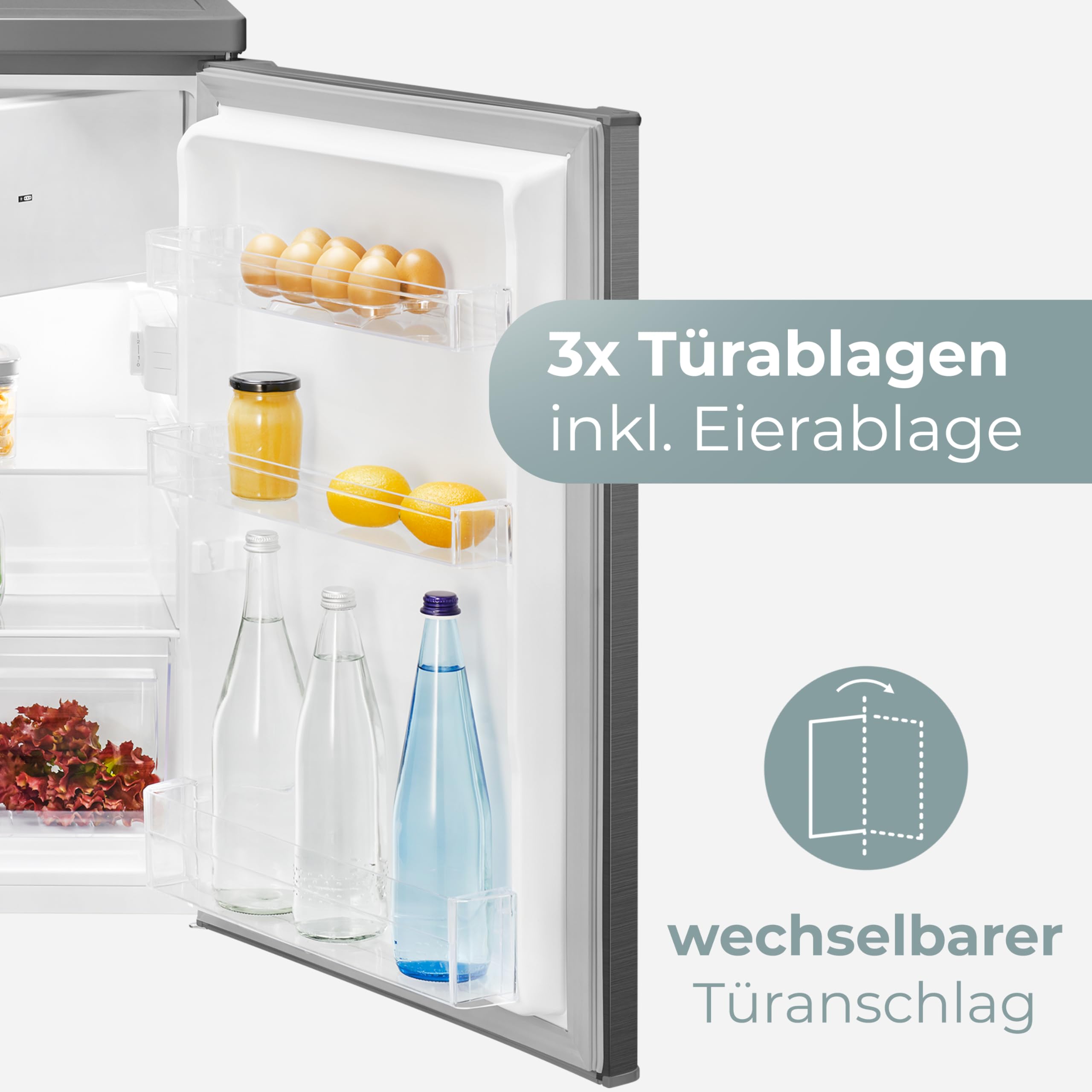 Clatronic Kühlschrank mit Gefrierfach 109L 85cm Energieklasse C leise 37dB KS 101 inox