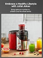 Vista 8 de Máquinas de exprimidor, Juilist Exprimidor de 75 mm de boca ancha con potencia máxima de 800 W, para verduras y frutas con ajuste de 3 velocidades