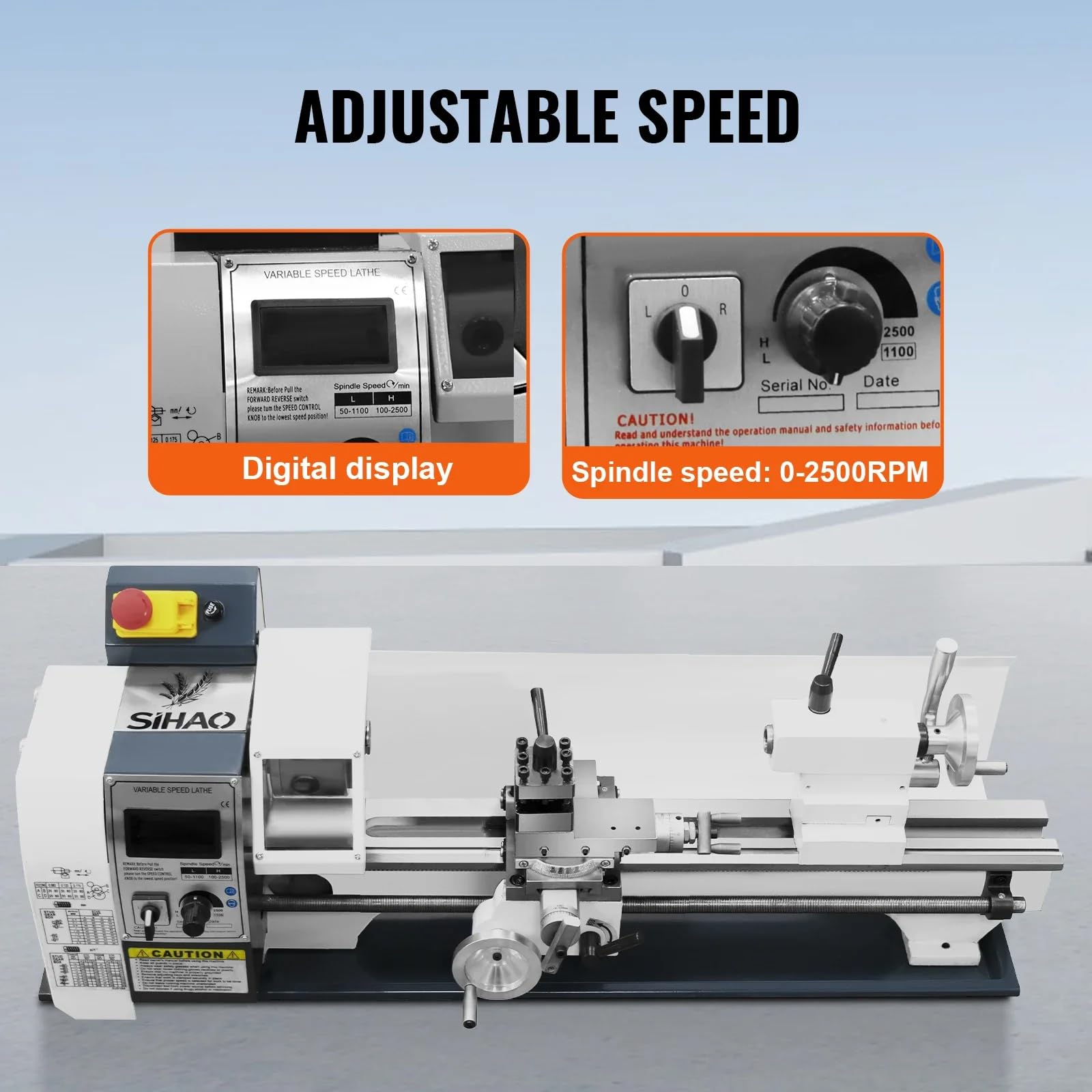 Tour à Métaux d'Établi 220x500mm Alimentation Automatique 2500 tr/min 1500 W Moteur Sans Balais, avec Accessoires, Tour à Métaux pour Usinage Traitement Pièces de Précision