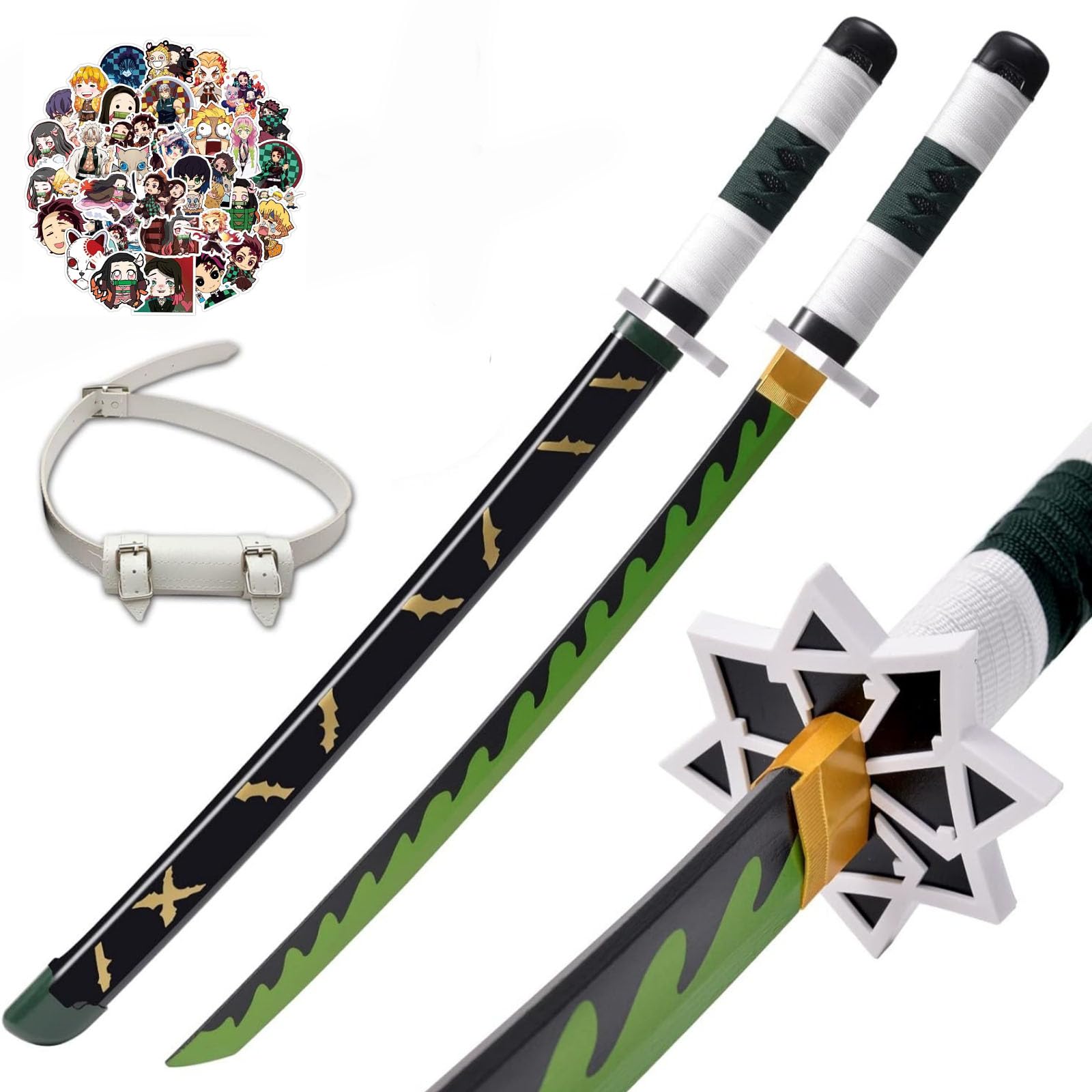KHHK 31Inch Demon Swords Katana Anime Sword Samurai Tanjiro Cosplay Handmade Props Japanese Katana Handmade Abs Sheath Knife For Lovers Halloween Props sword 14+(Shinazugawa Sanemi)