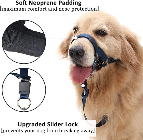 Miniatura 2 de BARKLESS Collar de cabeza sin tirones para entrenamiento y caminar de perros, hecho fácil, suave, ajustable, arnés halter con enlace de seguridad,