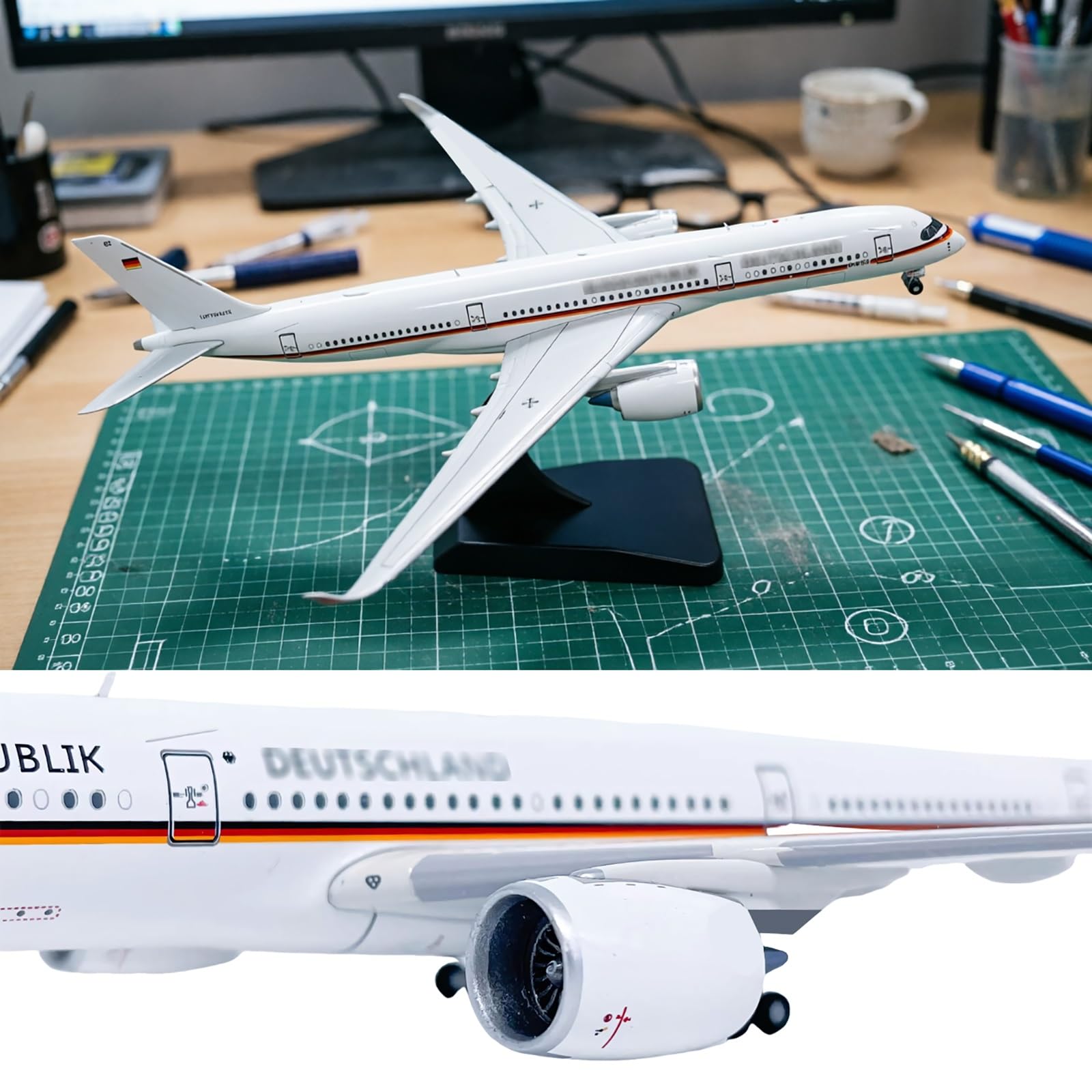 Carrello atterraggio mobile, pneumatici rotanti, modello pressofuso aeroplano in scala 1:400 A350-900, decorazione perfetta for scrivania dell'ufficio regalo for collezione aviazione