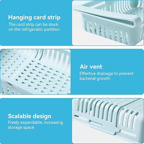 Miniatura 5 de Organizador de cajones para refrigerador, organizador retráctil de cajón para refrigerador, caja de almacenamiento extraíble, contenedores para