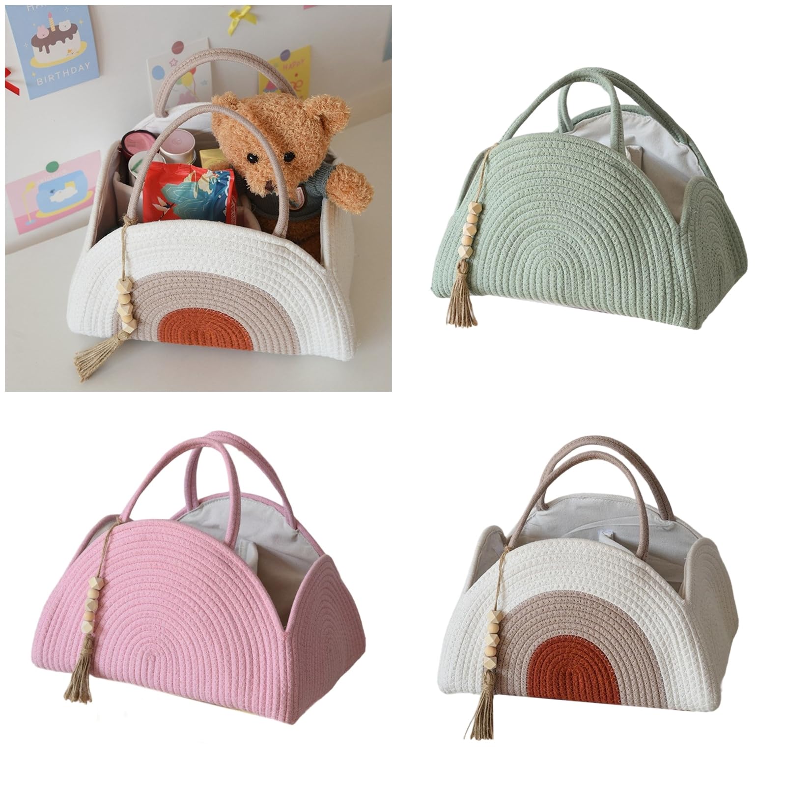 Leichte Wickeltasche aus Baumwollseil für Babys mit mehreren Fächern und multifunktionalem Design