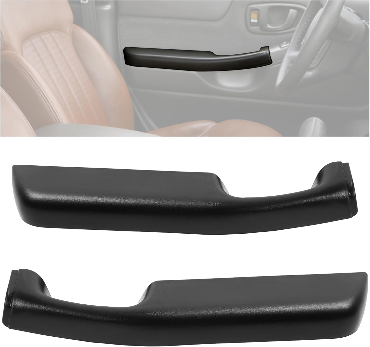 Door Pair Armrest Compatible with 1998-2004 Chevrolet Blazer, S10, GMC Jimmy, Sonoma Front Door Driver & Passenger Side Hand Plastic Black Textured