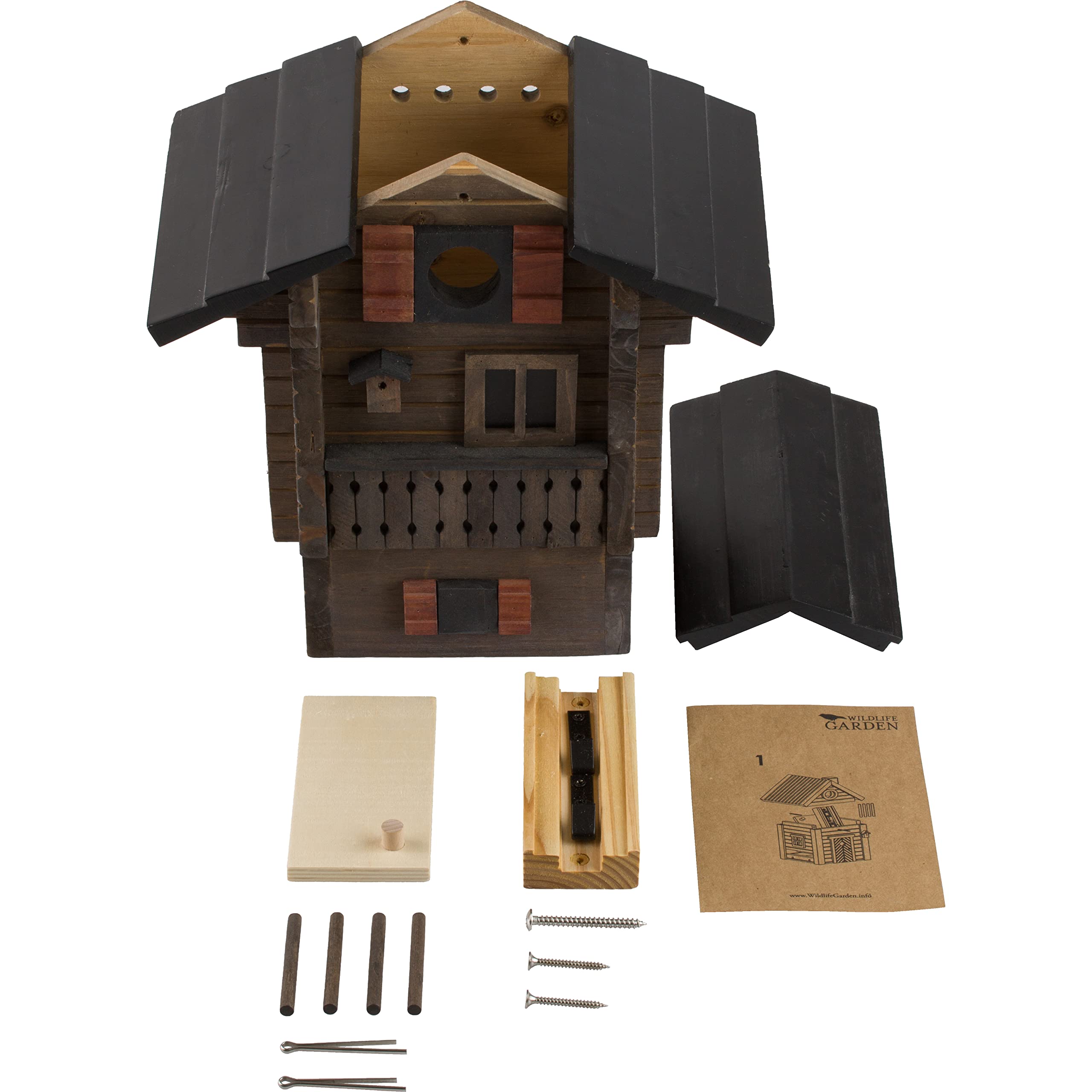 Wildlife Garden WG215 Multiholk Alpenhaus - Der Kombinierte Futtertisch und Nistkasten aus Holz