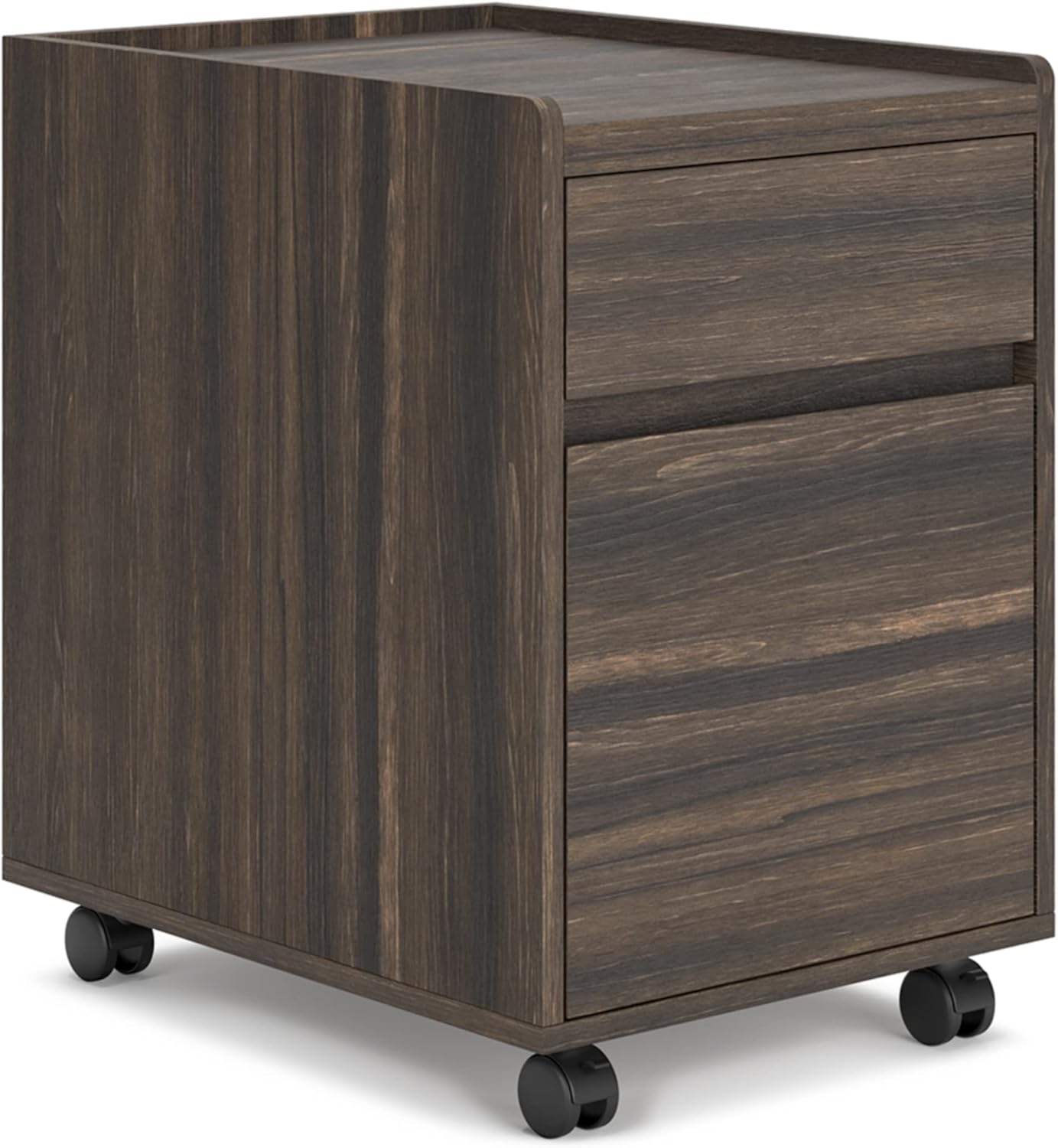 Zendex Sleek Modern Dark Brown Wood File Cabinet with 2 Drawers
