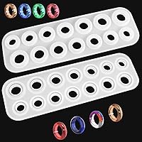 GAQWOK Silicone Resin Ring Molds: 14 Rings in 7 Sizes (17-23mm), Dome & Diamond Faces for Epoxy Jewelry, Keychains, Crafts & Gifts