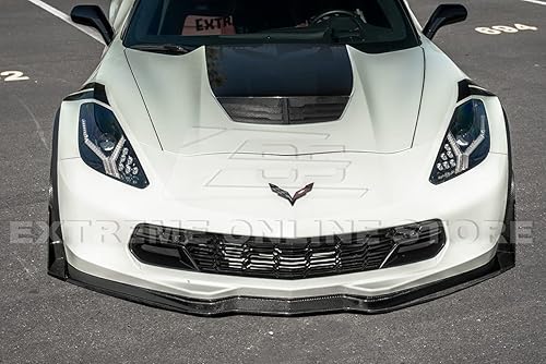 Miniatura 3 de Para Chevrolet Corvette C7 2014-2019  Z06 Etapa 3 Estilo Parachoques Delantero Inferior Divisor Extensión Lateral Aletas (Fibra de Carbono)
