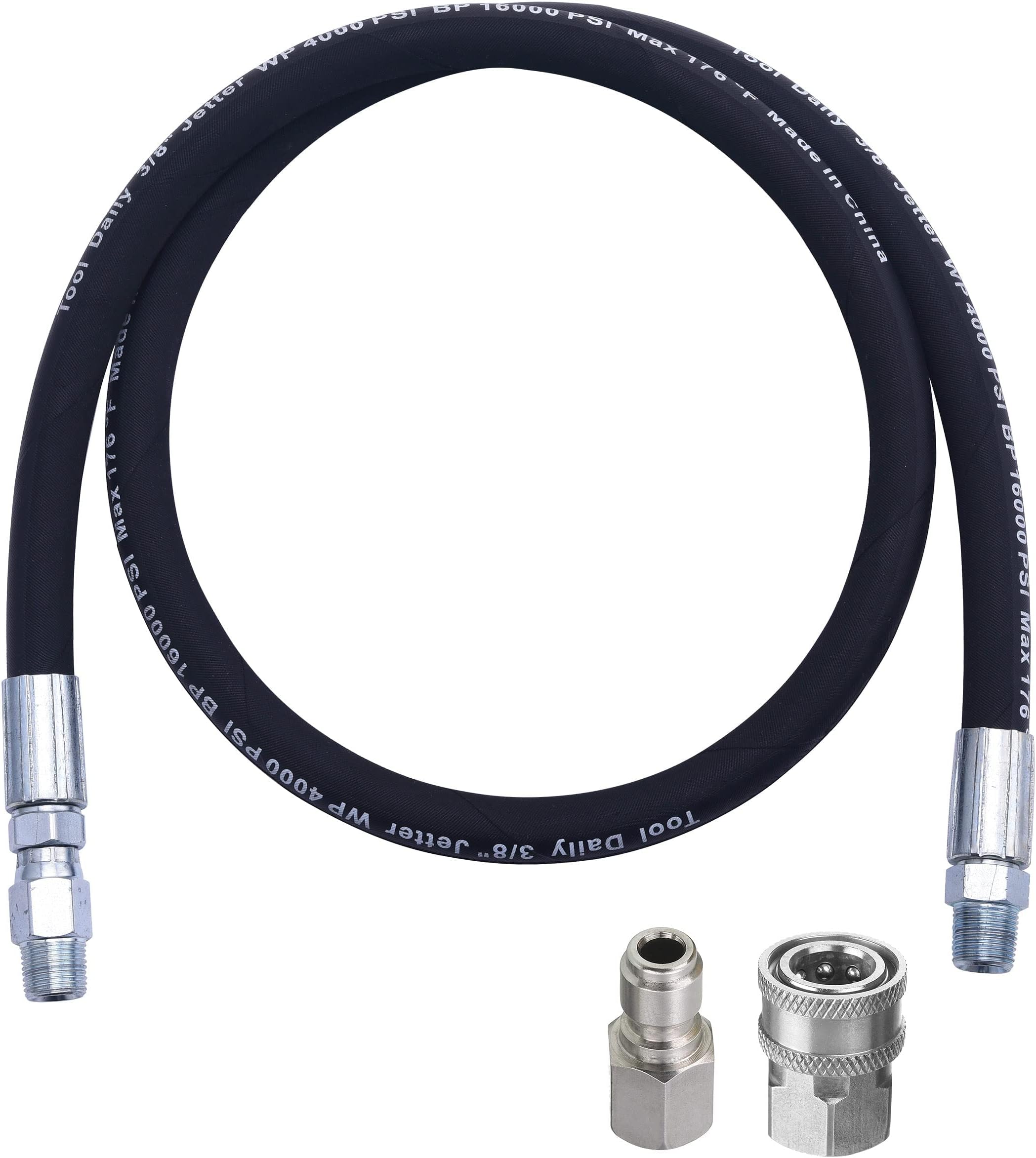Pressure Washer Whip Hose with Swivel, Hose Reel Connector for Pressure Washing with Power Washer Adapter Set, 4 FT