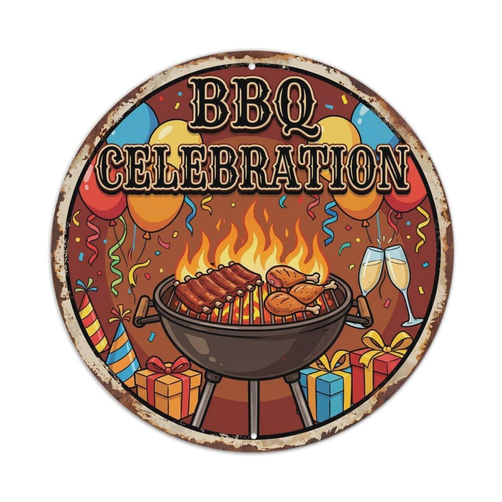 Tgrcjimh Style. Vintage Bbq Celebration Outdoor Bar Metal Tin Sign