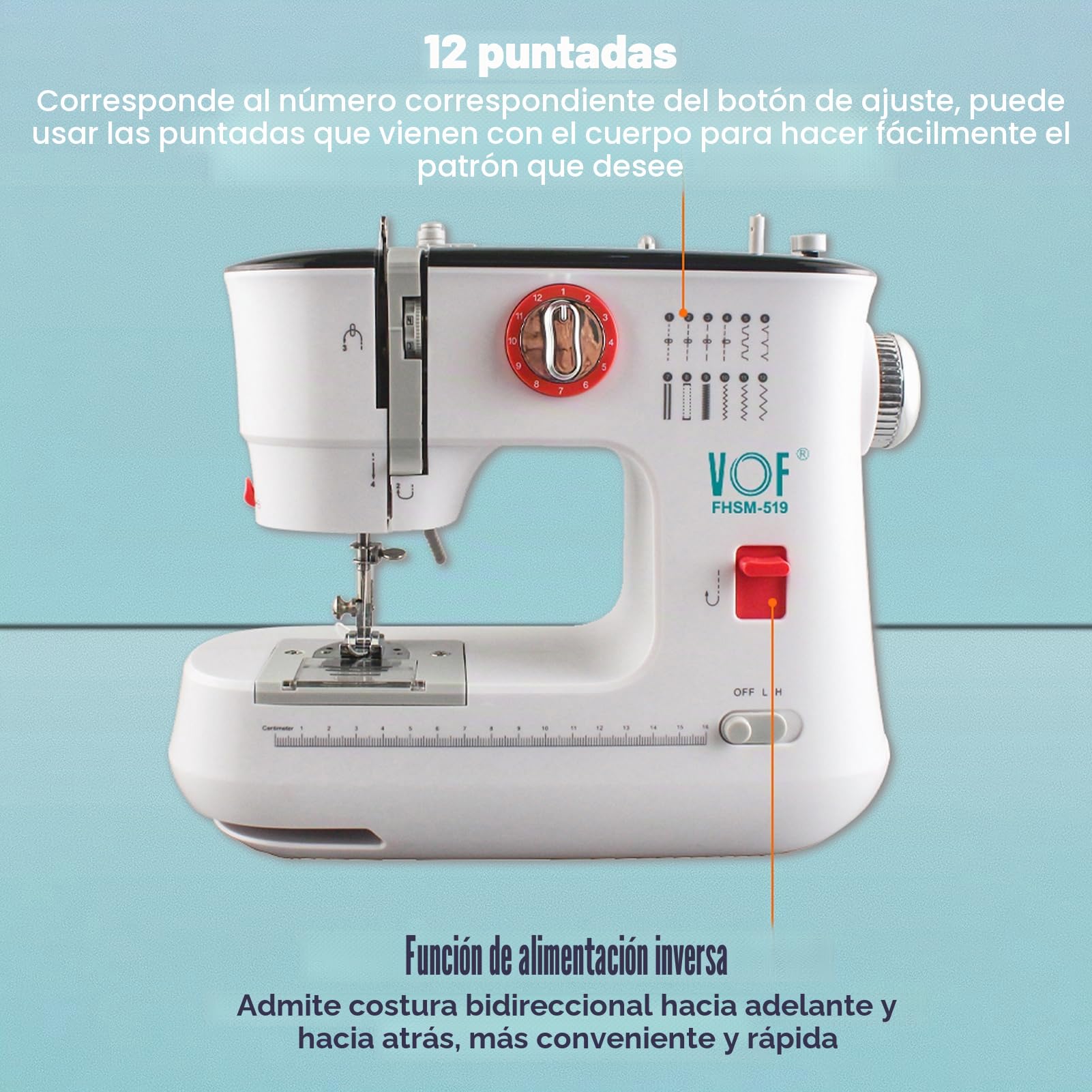 ZPSHYD Pequeña máquina de coser para principiantes, 12 puntadas Mini máquina de coser portátil mejorada, enchufe EU 220V