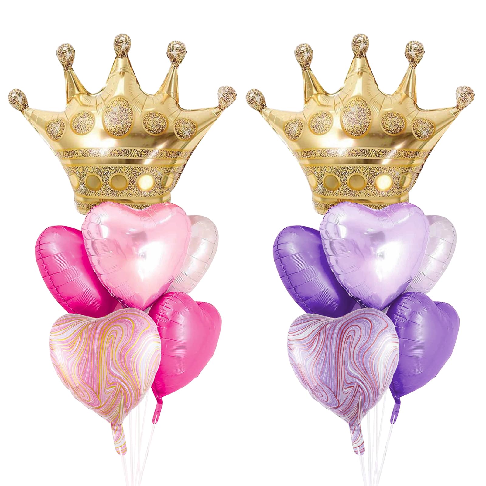 Crown Princess Balloons Pink Purple And Gold Set Of 2 Foil Helium Mylar Balloons,For Unicorn Princess Birthday Party Decorations Baby Shower Supplies