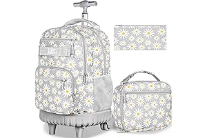 Rolling Backpack for Girls - Durable Wheeled School Bag with Lunch Box...