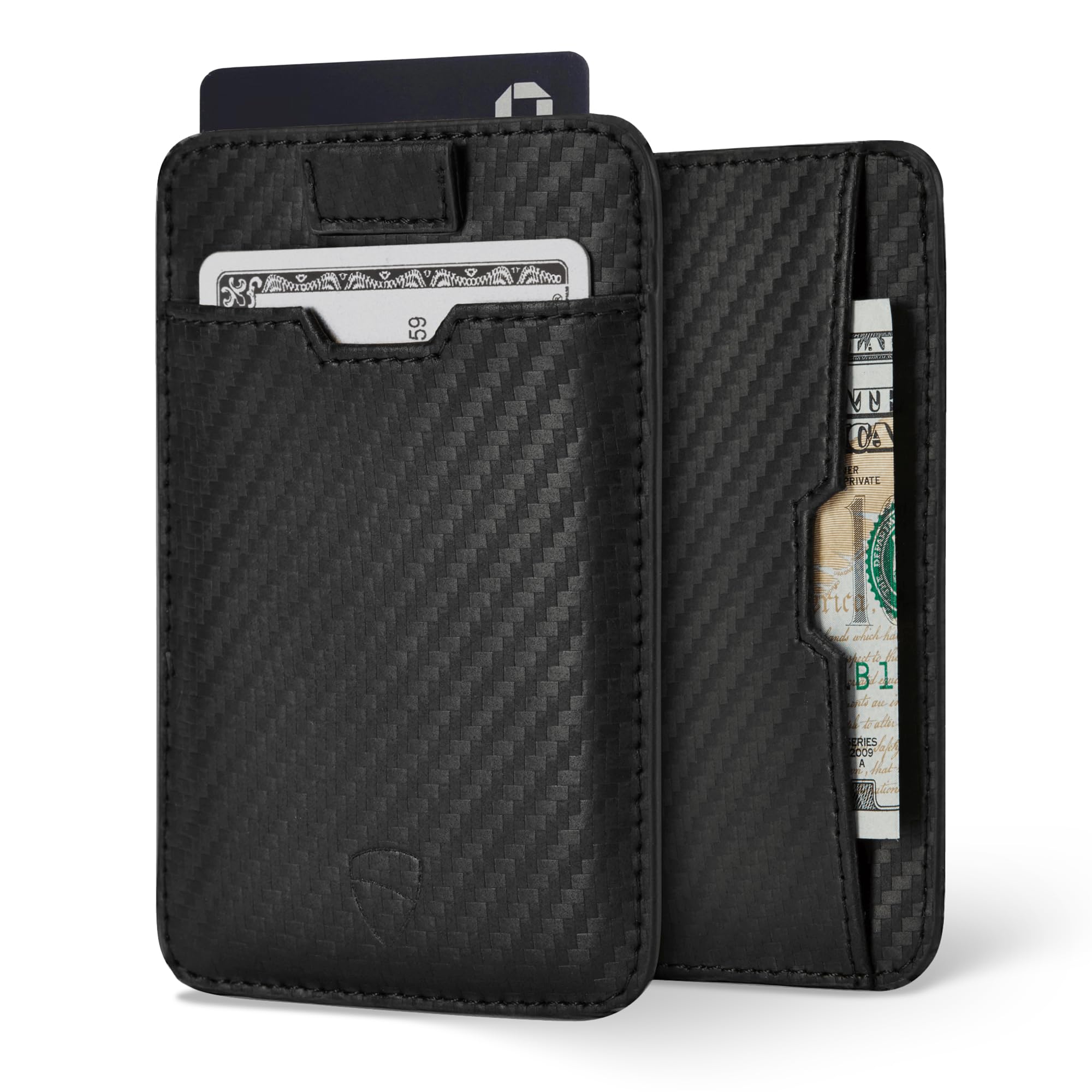Vaultskin CHELSEA Slim Minimalist Leather Mens Wallet with RFID Blocking, Front Pocket Credit Card Holder (Carbon Black)