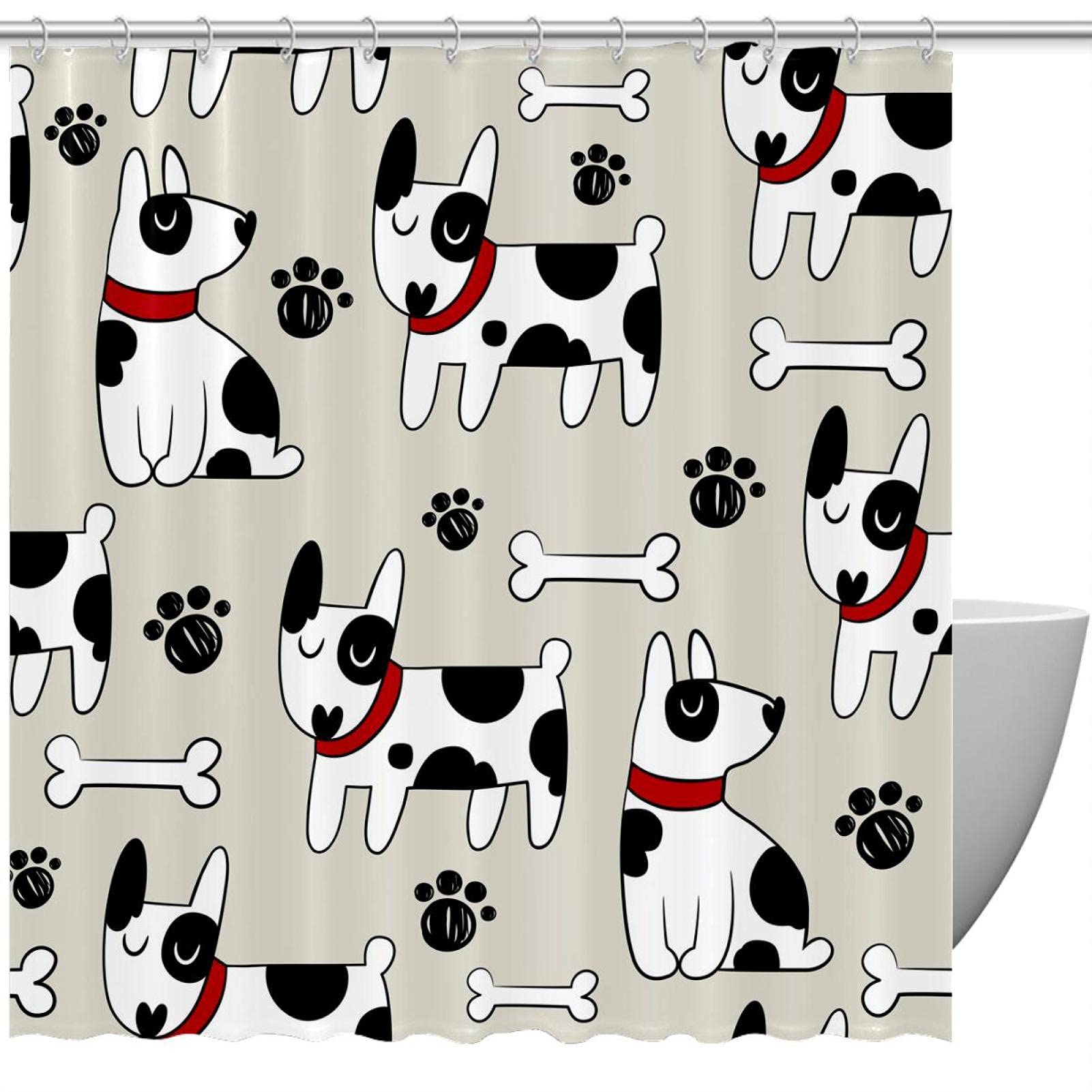 Rideau de douche dalmatien gris pour sublimer votre salle de bain