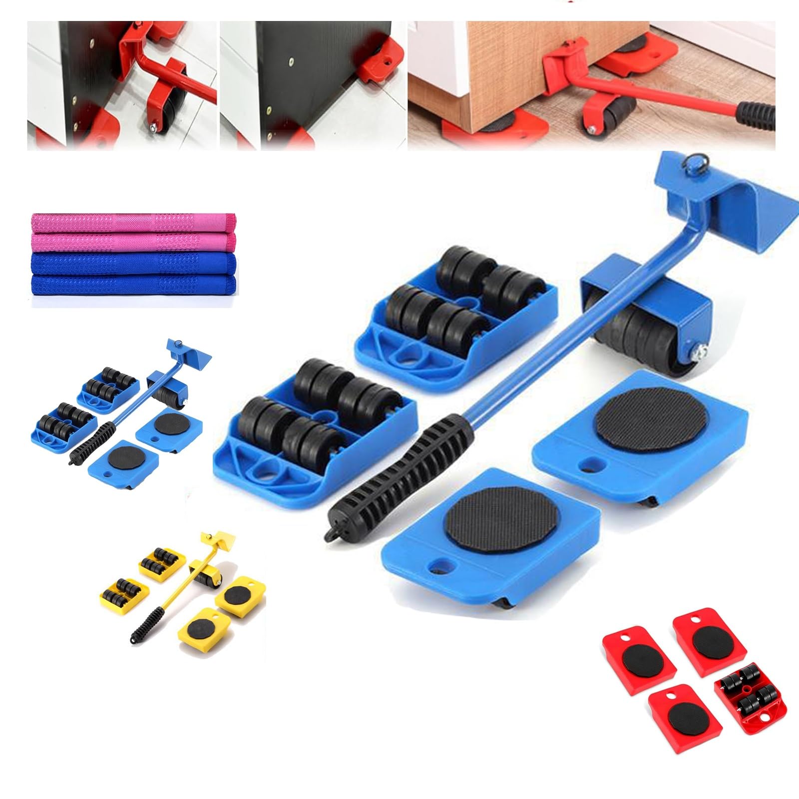 AVMLWEPA 2025 Furniture Lifters for Heavy Furniture Moving Tool Set Gadget Professional Removal Mover Rollers with Adjustable Height Furniture and Sliders for Moving, Refrigerator Sofa Cabinet(Blue)