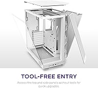 Vista 7 de NZXT H6 Flow CC-H61FW-01 Carcasa de aire de torre media de cámara dual compacta Paneles de vidrio panorámicos Paneles de alto rendimiento