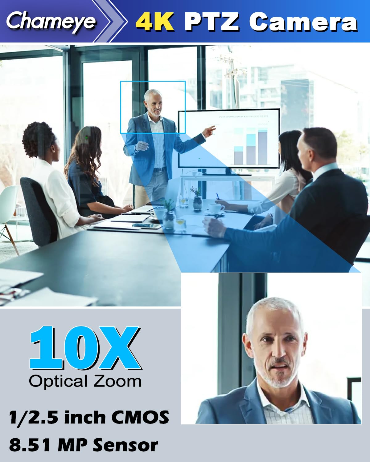 Chameye 4K PTZ カメラ C410 Webカメラ 会議カメラ Amazon.com: Chameye 4K PTZ Conference Room Camera, 10X