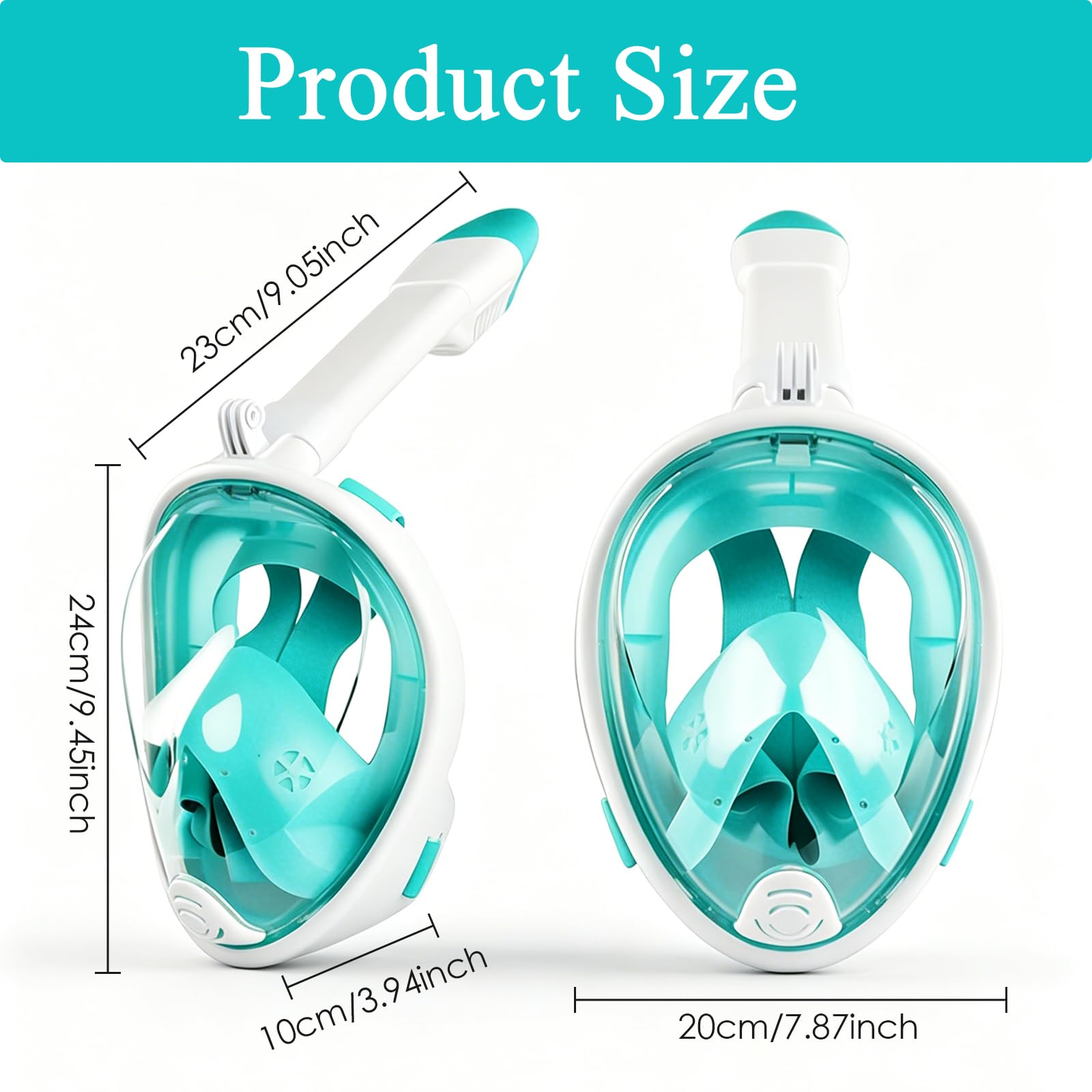 Maschera Snorkeling Integrale 180 Gradi Anti Appannamento Con Tubo Rimovibile E Supporto Fotocamera, Maschera Subacquea In Silicone Regolabile Verde Per Snorkeling E Nuoto