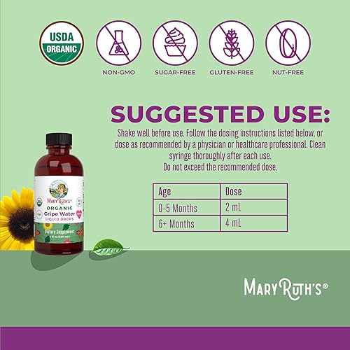 Miniatura 3 de MaryRuth's - Agua orgánica con gripe USDA para bebés, mezcla de hierbas para estómagos pequeños, esenciales para bebés, para recién nacidos, raíz de