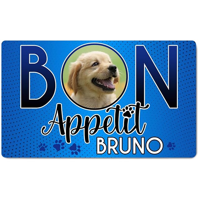 Ferocity Alfombra para Comida de Mascota Personalizada con Foto y Nombre